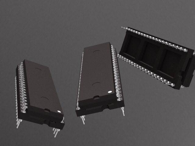 带插座的40引脚DIP通孔集成电路封装